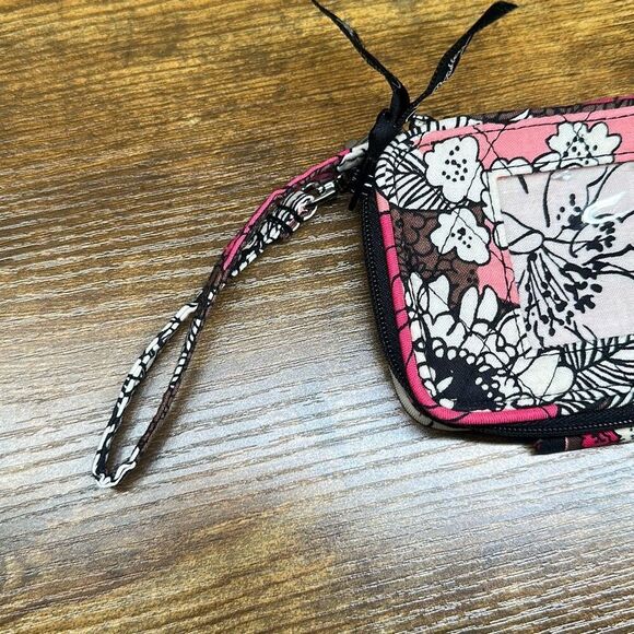 Vera Bradley Mocha Rouge Wristlet Clutch Pink Black Wallet ID Holder - Picture 2 of 7